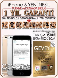 iPhone 6 YENİ NESİL GEVEY iOS 12- LTE 4.5G 4G 3G 2G (1 YIL GARANTİLİ)
