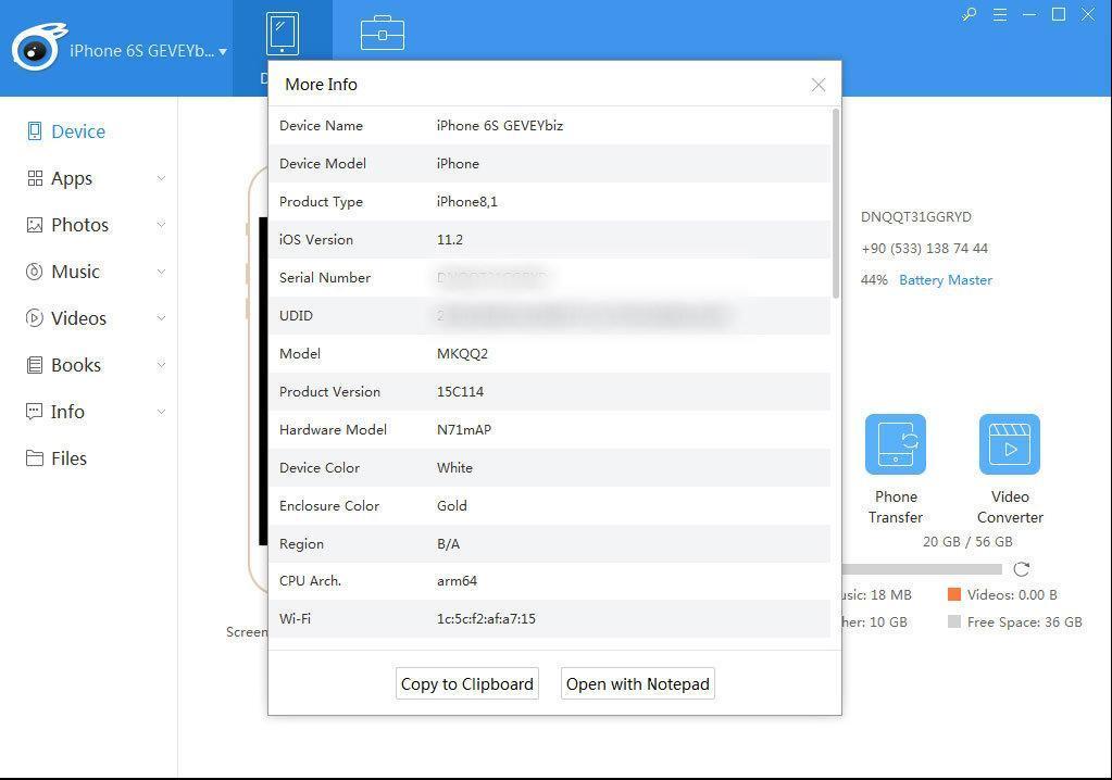 iTools ile Cihaz Detaylarını Alma 5 – Screenshot at Ara 20 22 39 50