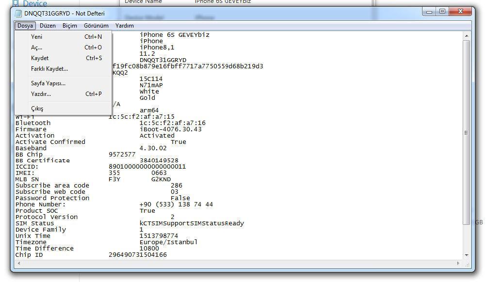 iTools ile Cihaz Detaylarını Alma 6 – Screenshot at Ara 20 22 41 34