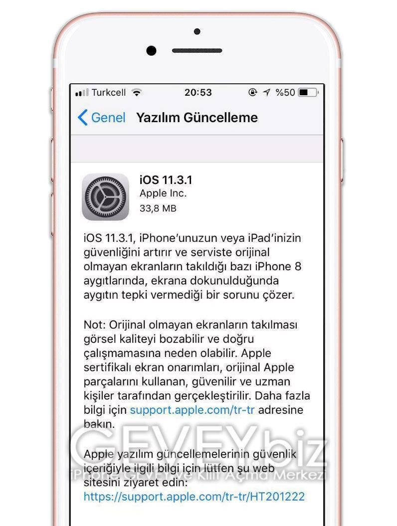 iOS 11.3.1 ÇIKTI, iOS 11.3.1 GEVEY de Çıktı! 2 – iphone GEVEY ios11.3.1