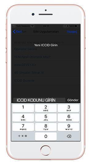 Ana Ekranda YENİ NESİL GEVEY Ayarı 12 – iccid kodu