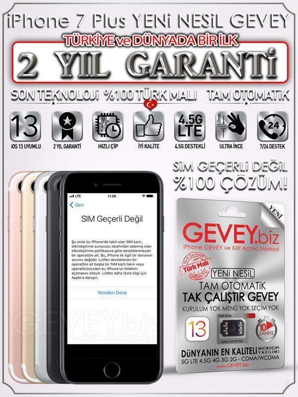 iPhone 7 Plus GEVEY | TAK ÇALIŞTIR %💯Çözüm Kesin ✅ 8 – iPhone 7 Plus SİM geçerli değil sorunu çözümü iOS13 2yıl garantili