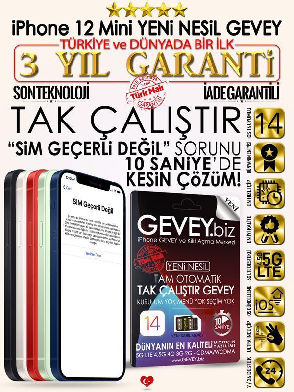 iPhone 12 Mini GEVEY 3 YIL GARANTİ iOS14 sim geçerli değil sorunu çözümü