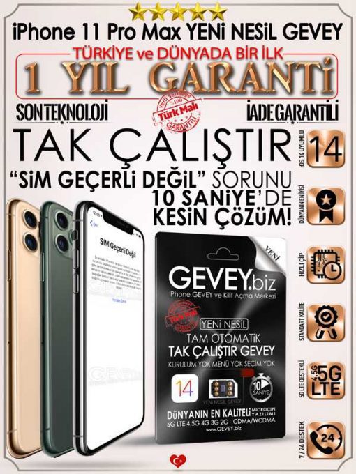 iPhone- 1 pro max gevey 1 yil garanti iOS14 sim gecerli degil sorunu cozumu