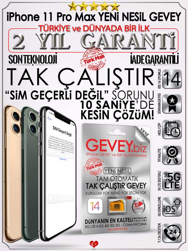 iPhone- 1 pro max gevey 2 yil garanti iOS14 sim gecerli degil sorunu cozumu