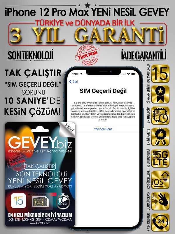 iPhone-12promax-GEVEY-ios15-sim-gecerli-degil-sorunu-cozumu-3yil-garantili