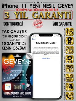 iPhone 11 GEVEY-ios15-sim-gecerli-degil-sorunu-cozumu-3yil-garantili