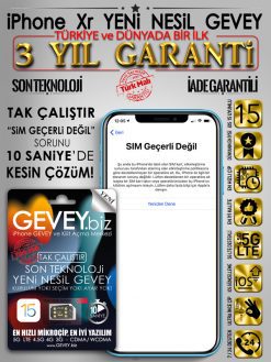 iPhone Xr GEVEY-ios15-sim-gecerli-degil-sorunu-cozumu-3yil-garantili