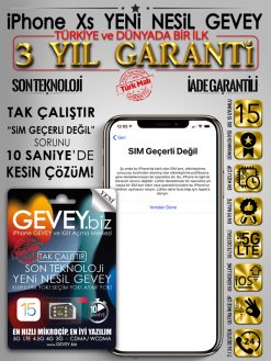 iPhone Xs GEVEY ios15-sim-gecerli-degil-sorunu-cozumu-3yil-garantili