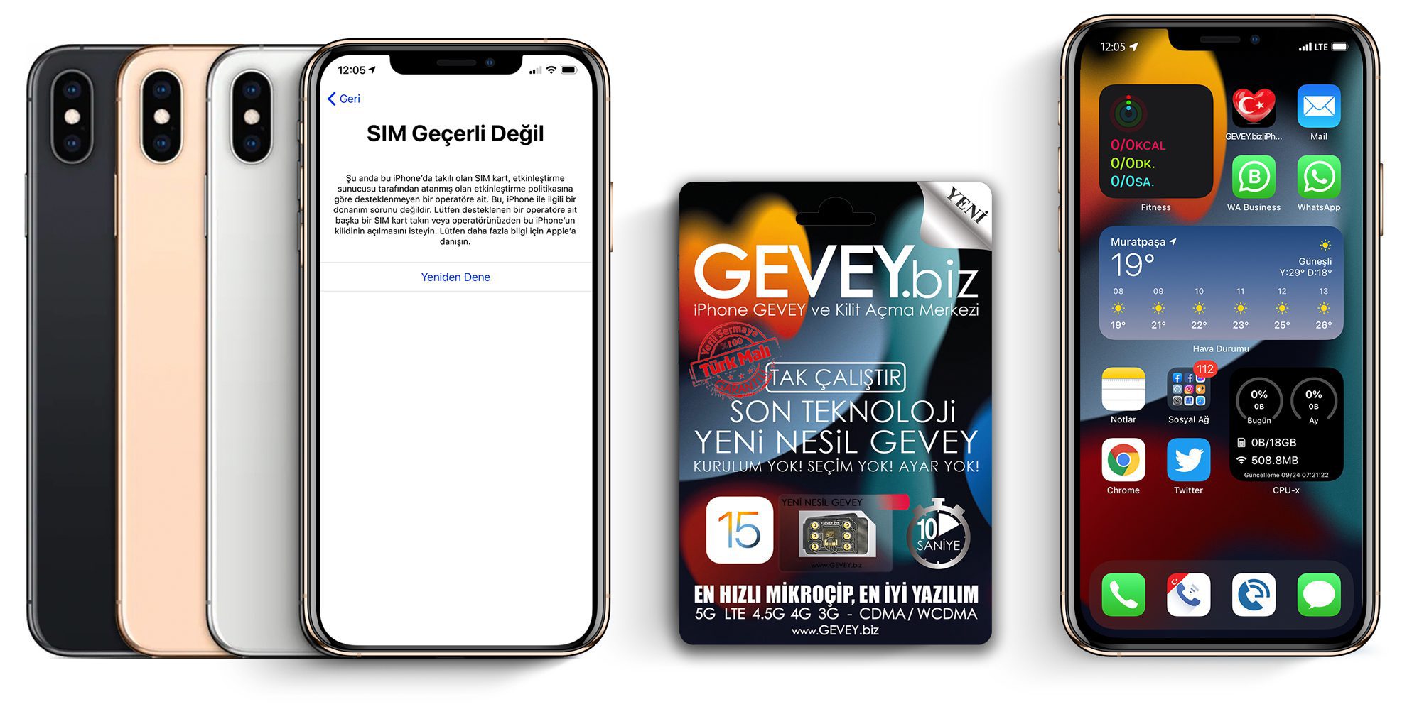 iPhone Xs Max GEVEY ios15 sim-gecerli-degil-sorunu-cozumu