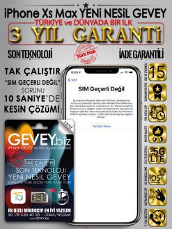 iPhone Xs Max GEVEY-ios15-sim-gecerli-degil-sorunu-cozumu-3yil-garantili