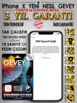 iPhone X GEVEY ios15-sim-gecerli-degil-sorunu-cozumu-3yil-garantili