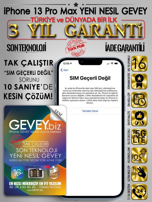 iPhone 13 Pro Max YENİ NESİL GEVEY iOS 16 - iPhone 13 Pro Max GEVEY iOS16