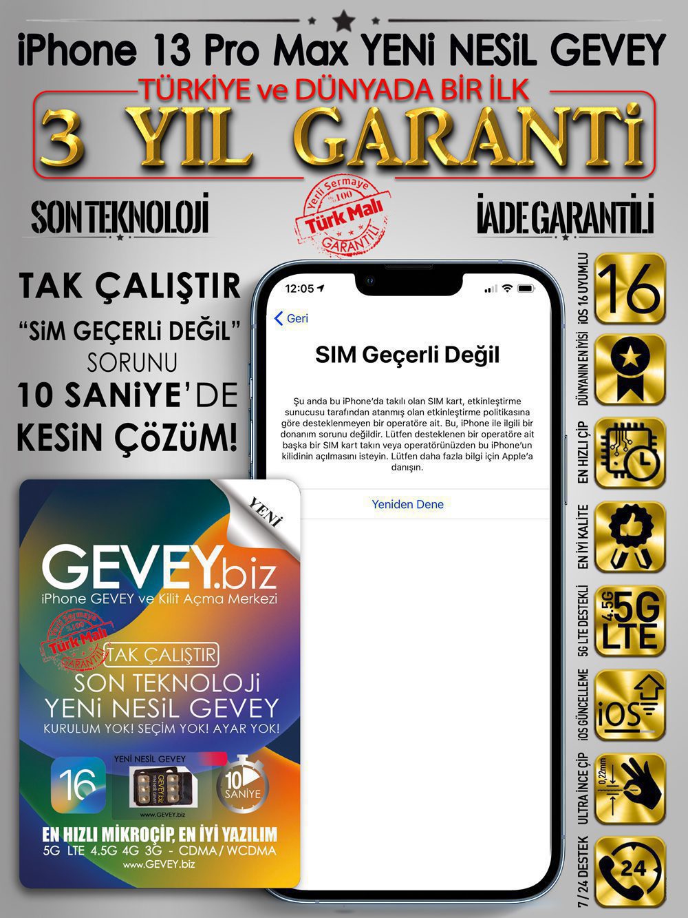 iPhone-13promax-GEVEY-ios16-sim-gecerli-degil-sorunu-cozumu-3yil-garantili