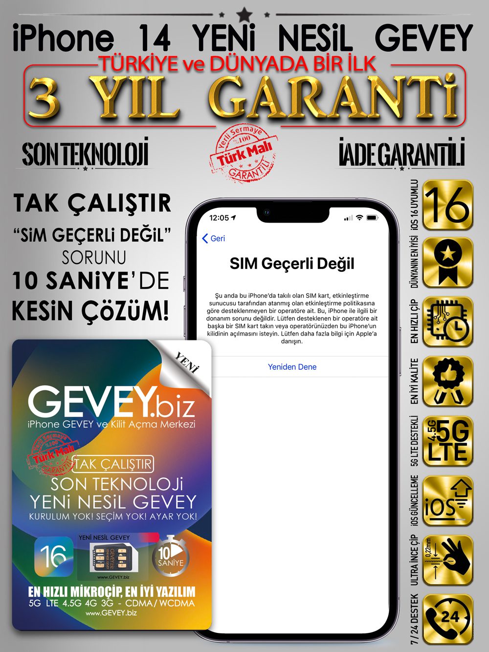 iPhone 14 GEVEY→SİM GEÇERLİ DEĞİL %💯 GARANTİLİ! 13 – iPhone 14 GEVEY iPhone 14 YENİ NESİL GEVEY iOS16 - iPhone 14 GEVEY iOS16
