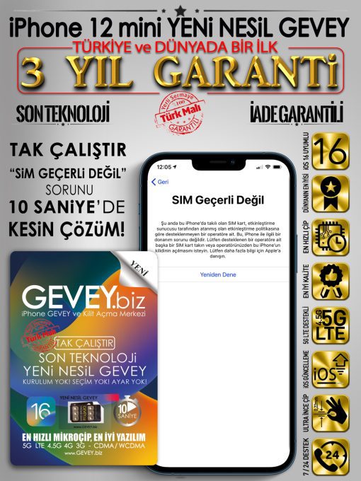 iPhone 12 mini YENİ NESİL GEVEY iOS16 1 – iPhone 12mini GEVEY ios16 sim gecerli degil sorunu cozumu 3yil garantili