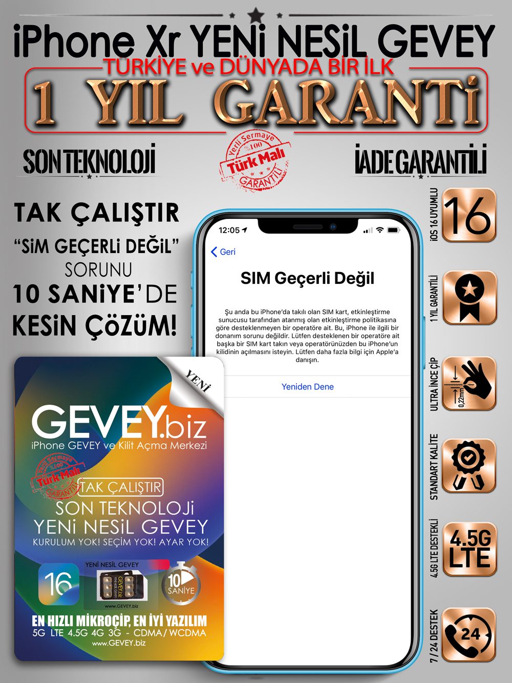 iPhone-Xr-GEVEY-ios16-sim-gecerli-degil-sorunu-cozumu-1yil-garantili