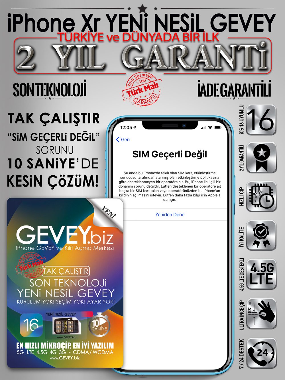 iPhone-Xr-GEVEY-ios16-sim-gecerli-degil-sorunu-cozumu-2yil-garantili