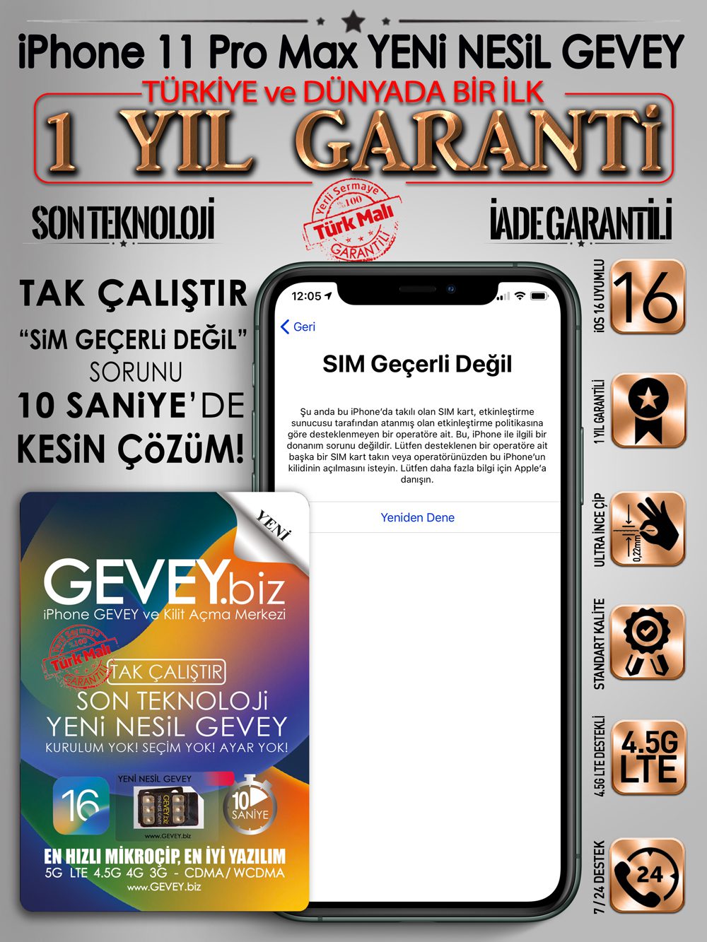 iPhone 11 Pro Max GEVEY iOS17 SİM Geçerli Değil %💯 Çözüm 7 – iPhone 11promax GEVEY ios16 sim gecerli degil sorunu cozumu 1yil garantili