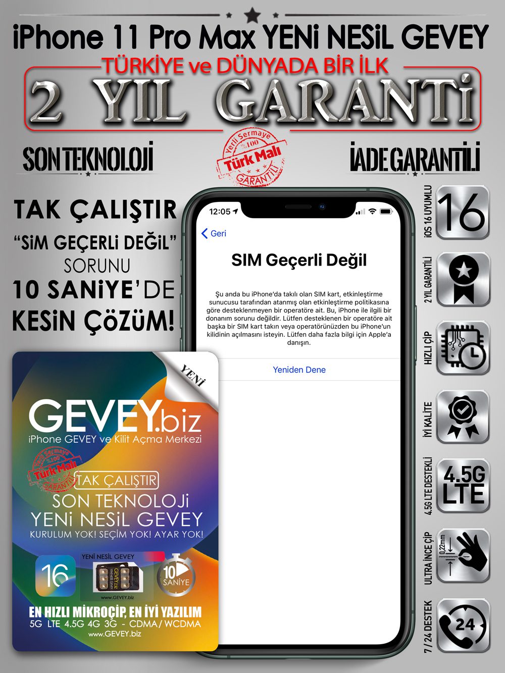 iPhone 11 Pro Max GEVEY iOS17 SİM Geçerli Değil %💯 Çözüm 6 – iPhone 11promax GEVEY ios16 sim gecerli degil sorunu cozumu 2yil garantili