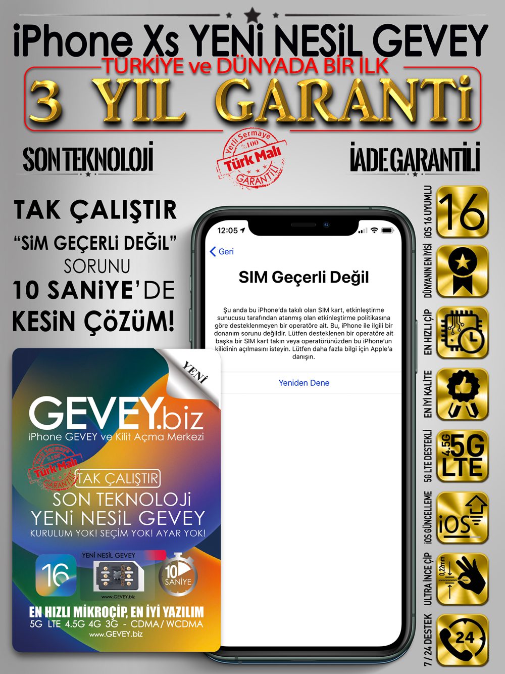iPhone Xs GEVEY iOS17 SİM GEÇERLİ DEĞİL→%💯 ÇÖZÜM✅ 5 – iPhone xs GEVEY ios16 sim gecerli degil sorunu cozumu 3yil garantili