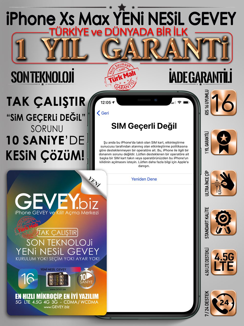 iPhone Xs Max GEVEY iOS17 SİM GEÇERLİ DEĞİL%💯 Çözüm 7 – iPhone xsmax GEVEY ios16 sim gecerli degil sorunu cozumu 1yil garantili