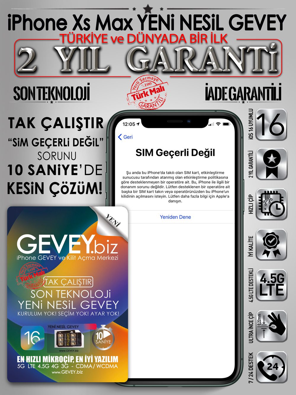 iPhone Xs Max GEVEY iOS17 SİM GEÇERLİ DEĞİL%💯 Çözüm 6 – iPhone xsmax GEVEY ios16 sim gecerli degil sorunu cozumu 2yil garantili