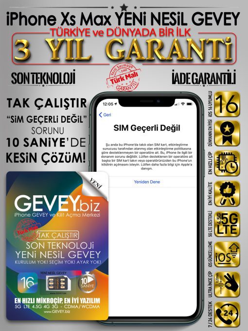 iPhone Xs Max YENİ NESİL GEVEY iOS16 1 – iPhone xsmax GEVEY ios16 sim gecerli degil sorunu cozumu 3yil garantili