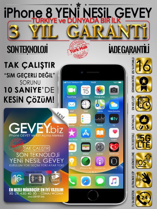 iPhone 8 GEVEY ios16-iPhone 8 YENİ NESİL GEVEY ios16