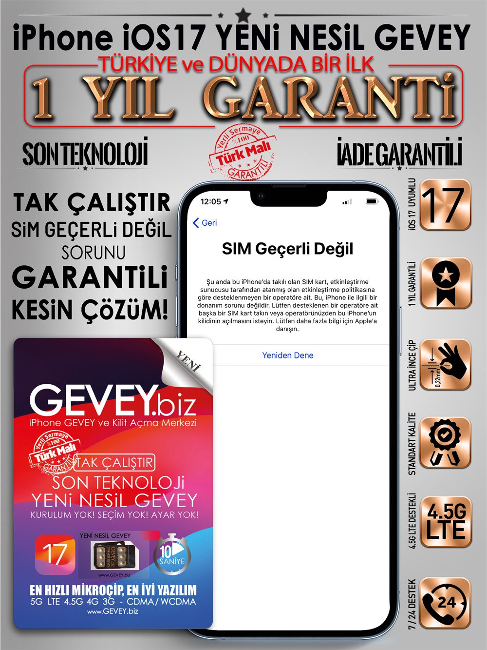 iPhone 12 Mini GEVEY | SİM GEÇERLİ DEĞİL→Garantili Çözüm 4 – iPhone ios17 beta GEVEY sim gecerli degil sorunu cozumu 1yil garantili 2023