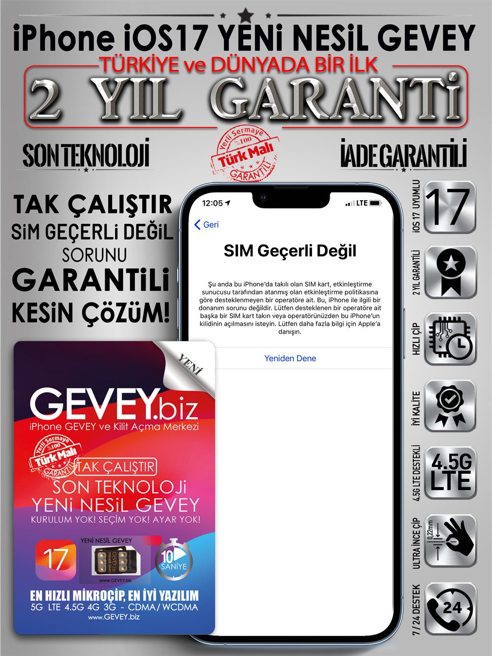 iPhone 12 Pro Max GEVEY | SİM GEÇERLİ DEĞİL→Garantili Çözüm 3 – iPhone ios17 beta GEVEY sim gecerli degil sorunu cozumu 2yil garantili 2023