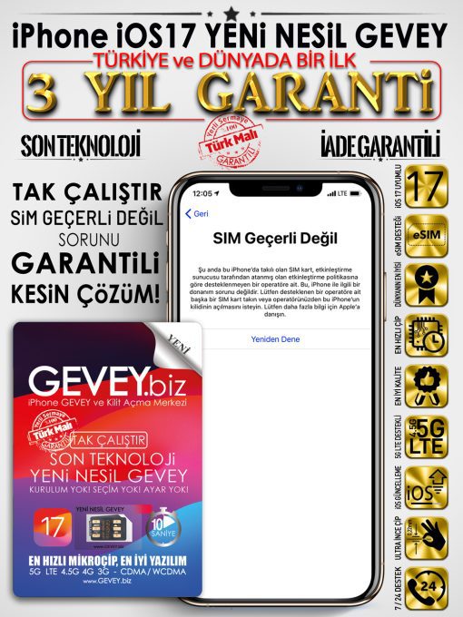 iPhone iOS17 YENİ NESİL GEVEY_ 3 – iPhone ios17 x GEVEY sim gecerli degil sorunu cozumu 3yil garantili 2023